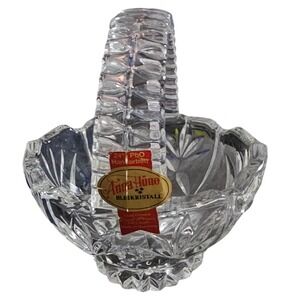 Anna Hutte Bleikristall 24% Lead Crystal Basket Hand Cut West Germany 4in